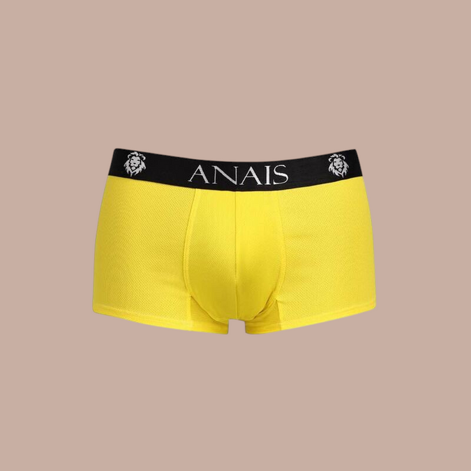 Pleasurements Anais Men Tokio Boxer S in heldergeel met een zwarte tailleband voorzien van het Anais logo.