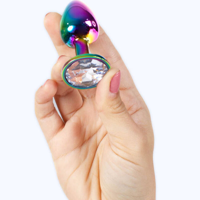 Secretplay – metalen buttplug regenboog kleine maat 7 cm