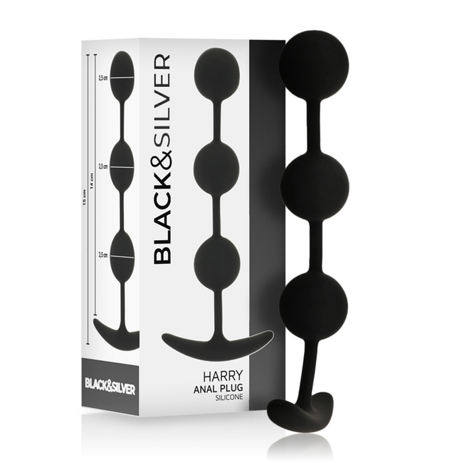 Black&silver – Harry Analrosenkranz 3 Silikonkugeln 14 Cm