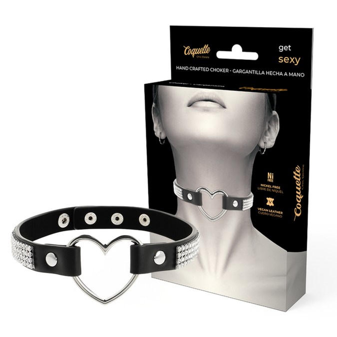 Coquette Chic Desire – Vegan Leder Halsband mit Herz