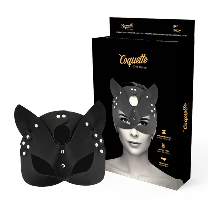 Coquette Chic Desire – Vegane Leder Maske mit Bunny Ohren