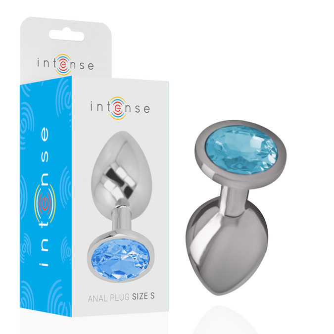 Intense – Aluminum Metal Anal Plug with Blue Crystal Size S