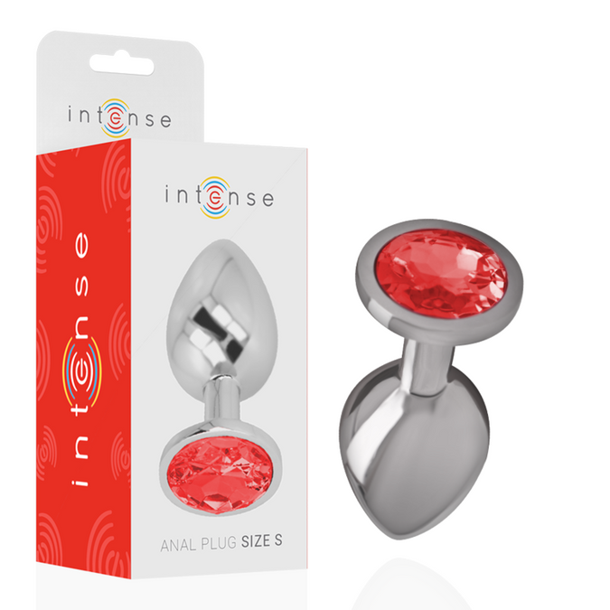 Intense – Aluminium Metall Analplug mit rotem Kristall Größe S