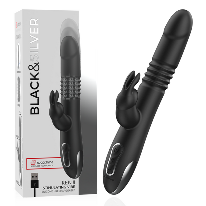 Black&silver – Kenji Up & Down Rabbit Vibrator + Watchme Fernbedienung