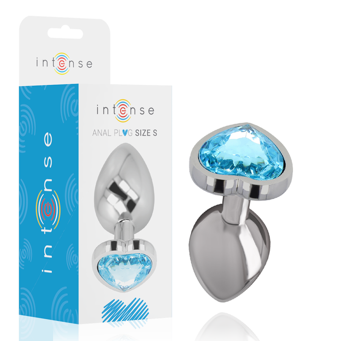 Intense – Aluminium metalen anaalplug blauw hart maat S