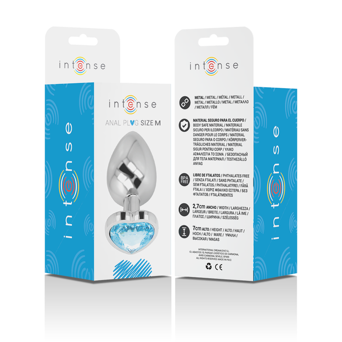 Intense – Aluminium metalen anale plug blauwe hart maat M