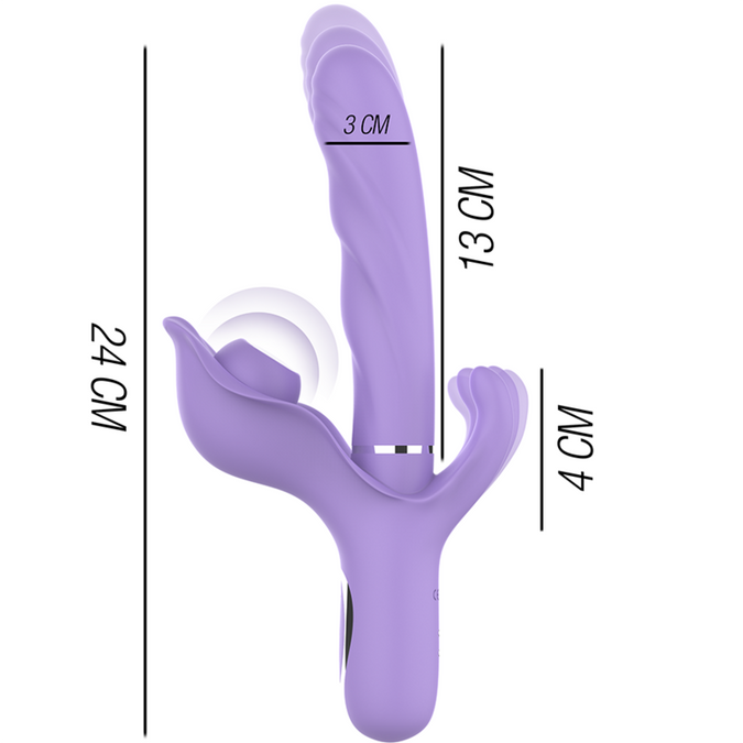 Intense – Billie Multifunktionaler wiederaufladbarer Saugvibrator mit lila Druckknopf