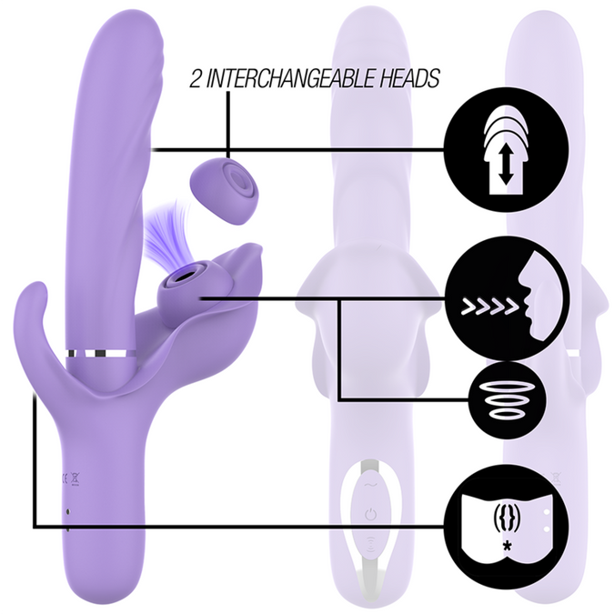 Intense – Billie Multifunktionaler wiederaufladbarer Saugvibrator mit lila Druckknopf