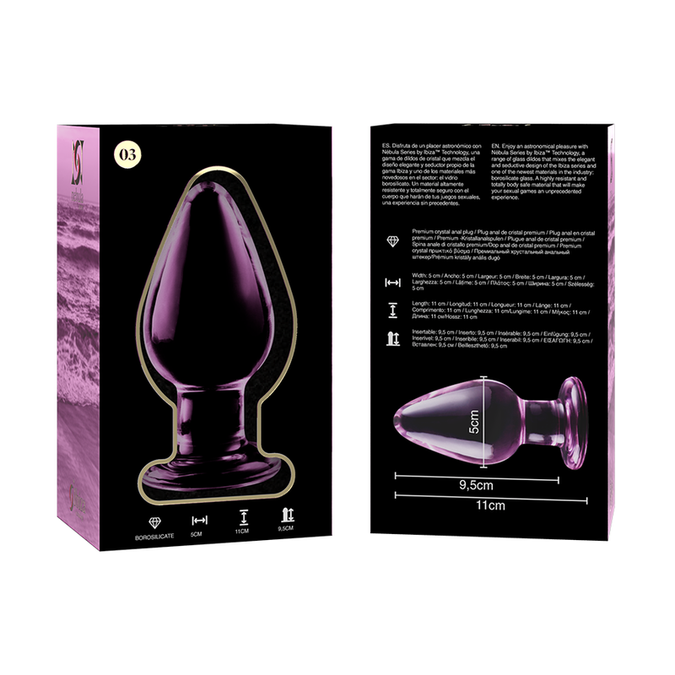 Nebula Serie von Ibiza – Modell 3 Analplug aus Borosilikatglas Pink 11 cm – Ø 3 cm