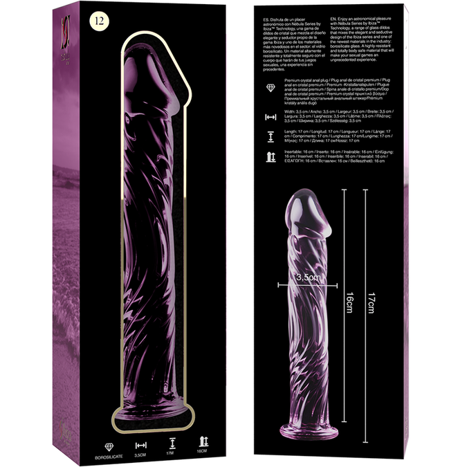 Nebula-serie van Ibiza – Model 12 Dildo van Borosilicaatglas Roze 17 cm – Ø 3,5 cm