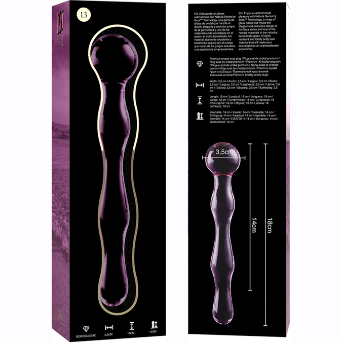 Nebula-serie van Ibiza – Model 13 Dildo van Borosilicaatglas Roze 18 cm – Ø 3,5 cm