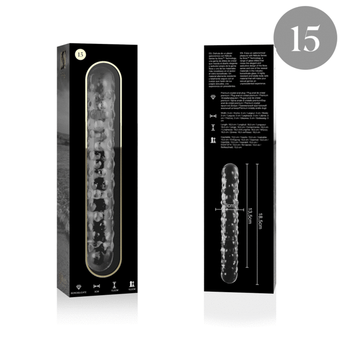 Nebula Series by Ibiza – Model 15 Dildo Borosilicate Glass Clear 18.5 cm – Ø 4 cm