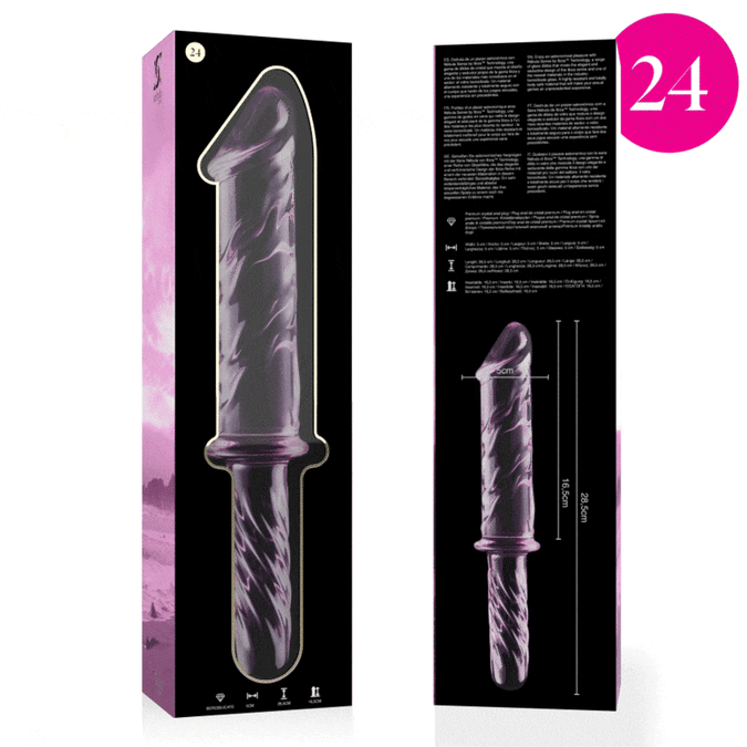 Nebula-serie van Ibiza – Model 24 Dildo van Borosilicaatglas Roze 28,5 cm – Ø 4 cm