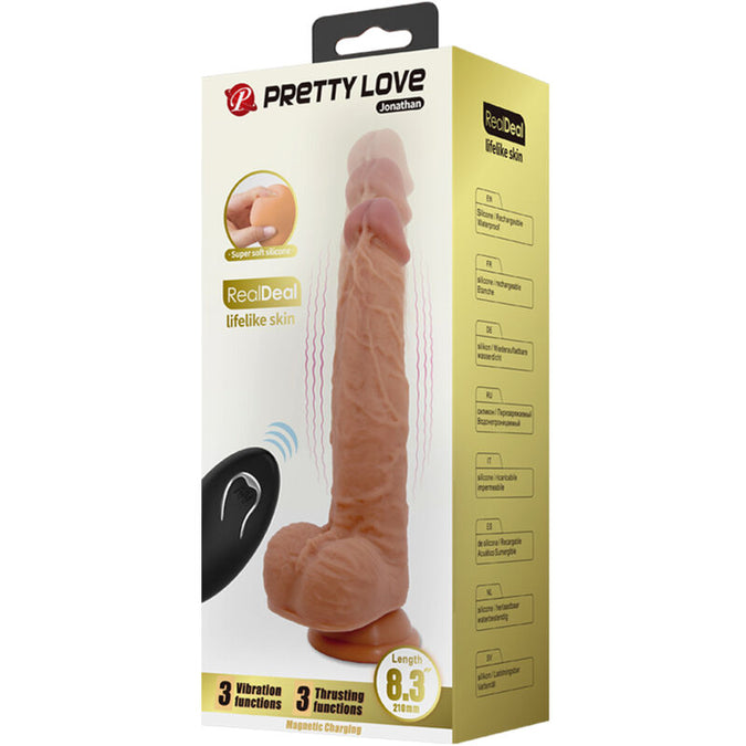 Pretty Love – Jonathan Silicone Dildo 3 Vibrations + 3 Insertion Measurements Remote Control 21 Cm