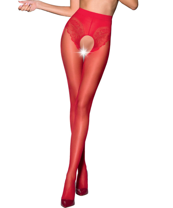 Passion – Tiopen 006 Rote Strumpfhose 3/4 30 Den