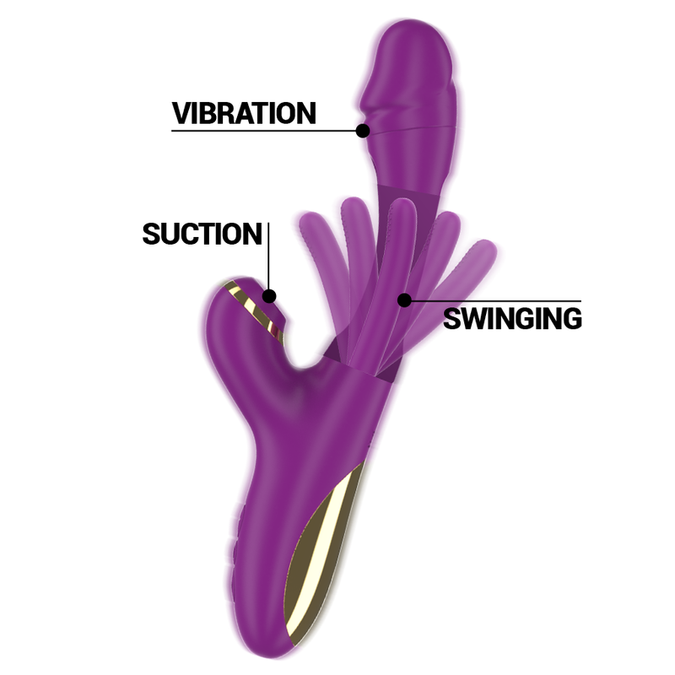 Intense – Ateneo wiederaufladbarer Multifunktionsvibrator mit 7 Vibrationsmodi, oszillierender Zunge und violettem Saugnapf