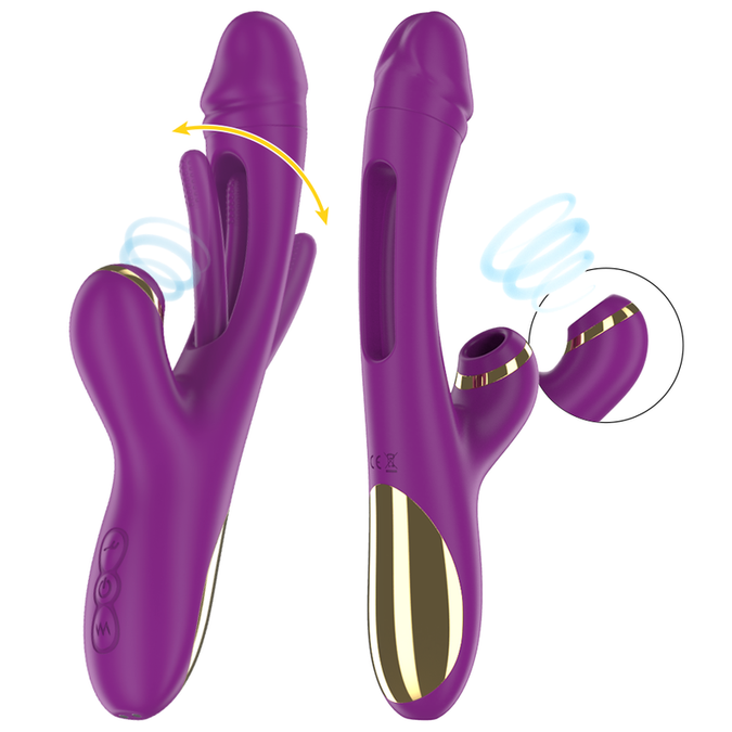 Intense – Ateneo wiederaufladbarer Multifunktionsvibrator mit 7 Vibrationsmodi, oszillierender Zunge und violettem Saugnapf