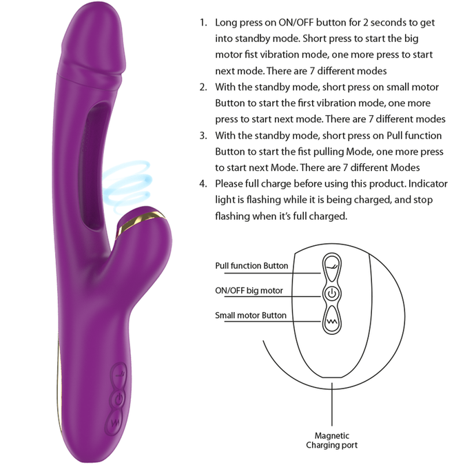Intense – Ateneo wiederaufladbarer Multifunktionsvibrator mit 7 Vibrationsmodi, oszillierender Zunge und violettem Saugnapf