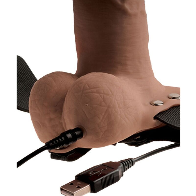 Fetish Fantasy Serie – Verstellbares Harness Realistischer Penis mit wiederaufladbaren Hoden und Vibrator 15 cm
