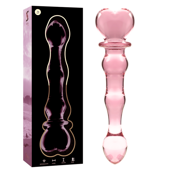 Nebula-serie van Ibiza – Model 21 Dildo van Borosilicaatglas Roze 20,5 cm – Ø 4 cm