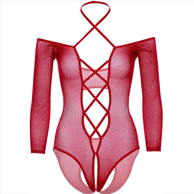 Leg Avenue – Body ohne Schrittöffnung mit Glanz Rot