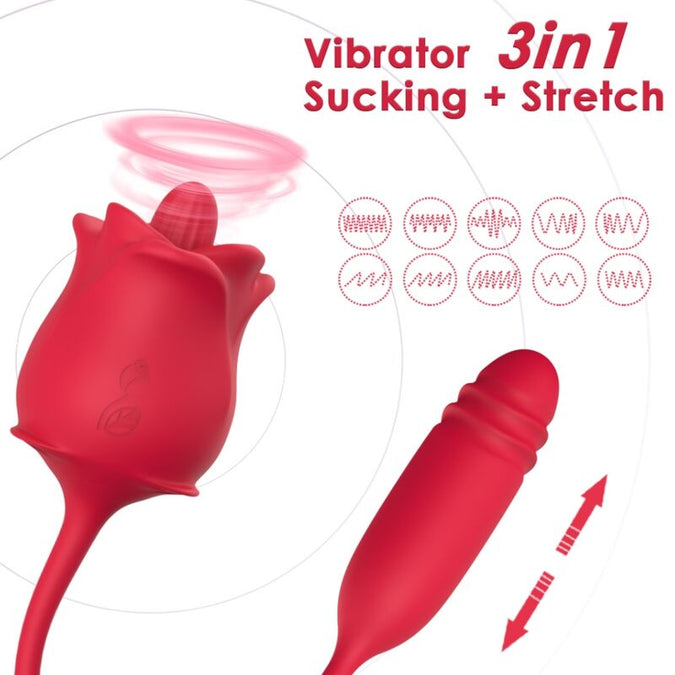 Armony – 3-in-1 roze, stimulator, zuiging en op-en-neer met rode staart
