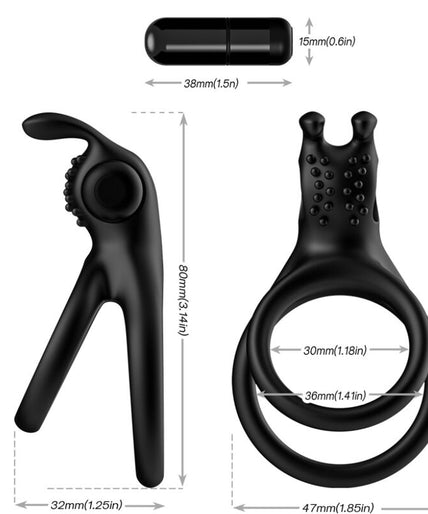 Armony – Traveler Double Vibrator Ring For Couples Rabbit Black Armony – Traveler Double Vibrator Ring For Couples Rabbit Black