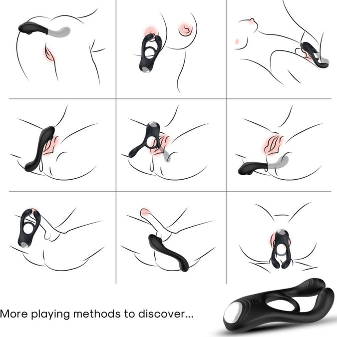 Armony – Veyron Doppel-Vibrator-Ring Spielzeug für Paare Schwarz