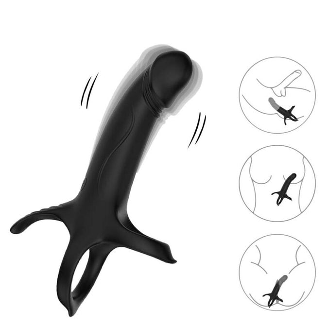 Armony – Dildo mit Ring & Vibrator Fernbedienung Schwarz
