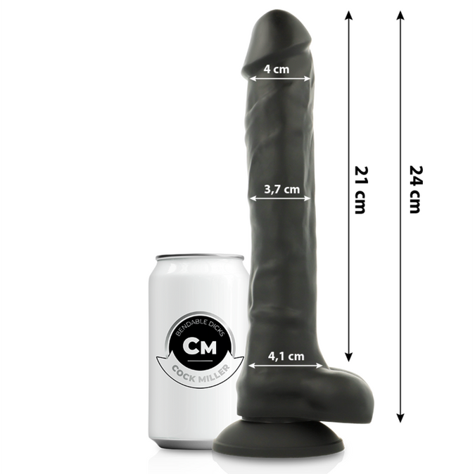 Pleasurements – Cock Miller – Dual Density Gelenkiger Dildo Schwarz 24 cm