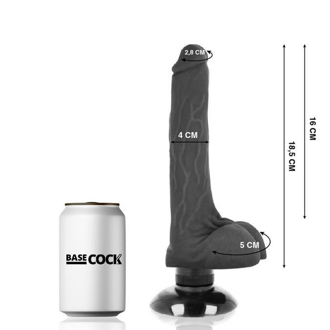 Basecock – Realistische Vibrator 2 – 1 Zwart 18,5 Cm – O – 4 Cm
