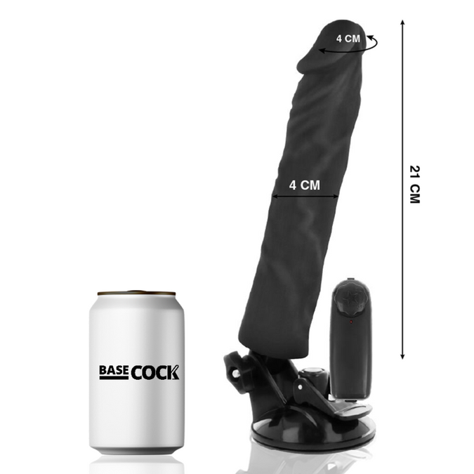 Basecock – Realistischer Vibrator Fernbedienung Schwarz 21 cm – Ø – 4 cm