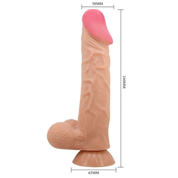 Pretty Love – Sliding Skin Serie Realistische Dildo met Sliding Skin Zuignap, Afstandsbediening, Huidkleurig, 24 cm
