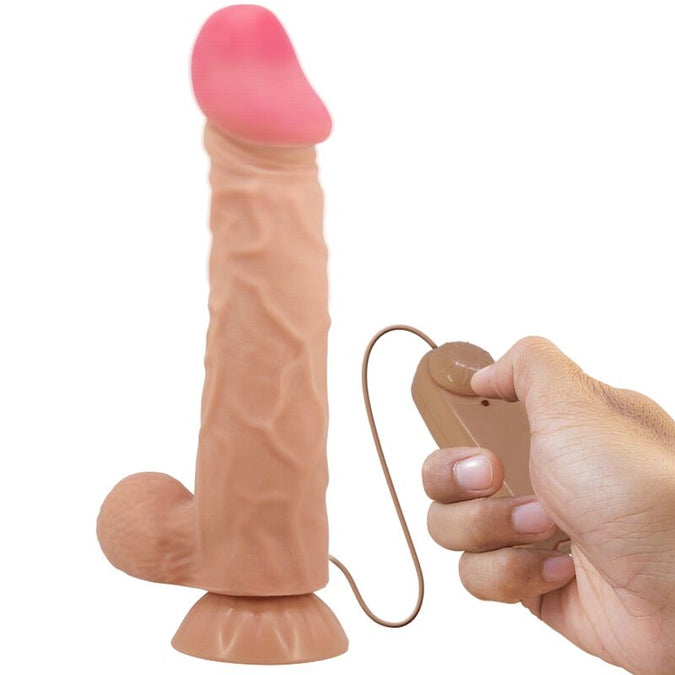 Pretty Love – Sliding Skin Serie Realistische Dildo met Sliding Skin Zuignap, Afstandsbediening, Huidkleurig, 24 cm