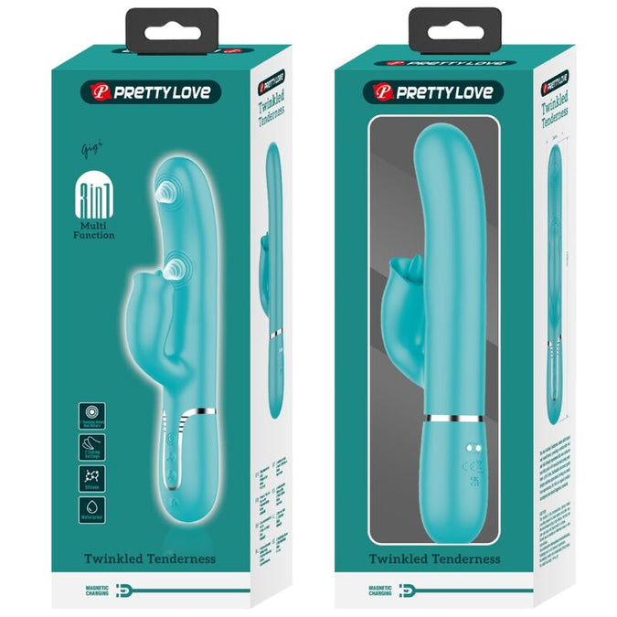 Pretty Love – Rabbit-Vibrator mit Lecken Aqua Grün