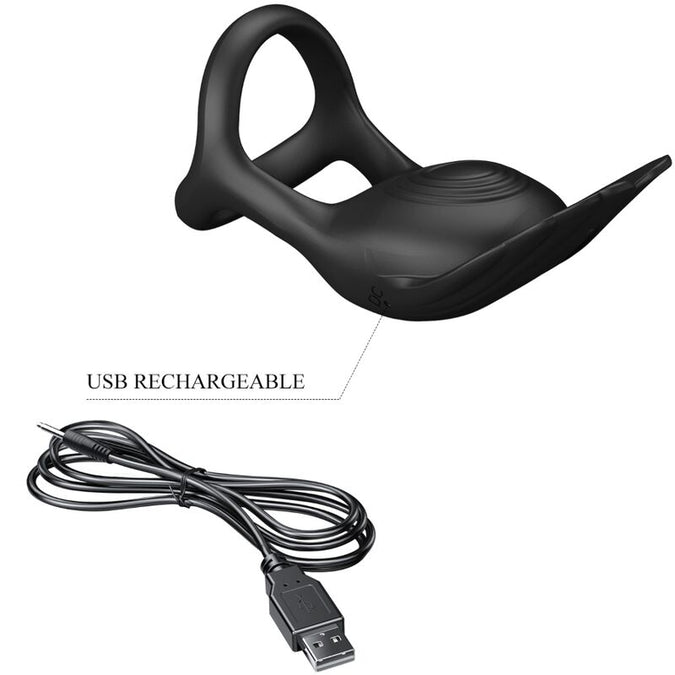 Pretty Love – Silas Vibrierender Penisring 7 Vibrationen Schwarz Silikon