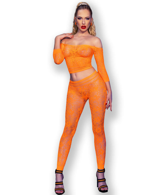 Chilirose – Cr 4661 Top & Leggings Orange S/m