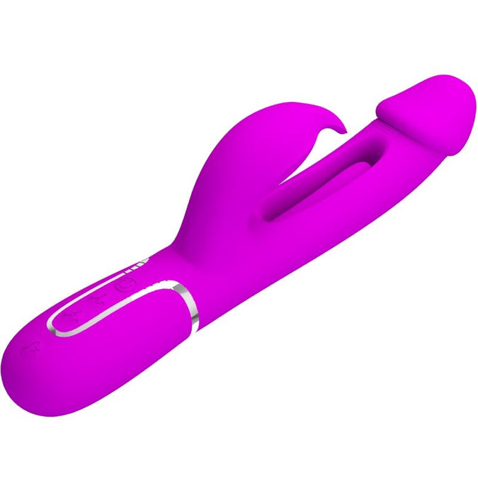 Pretty Love – Kampas Rabbit 3 In 1 Multifunktionaler Vibrator Mit Zunge Fuchsia