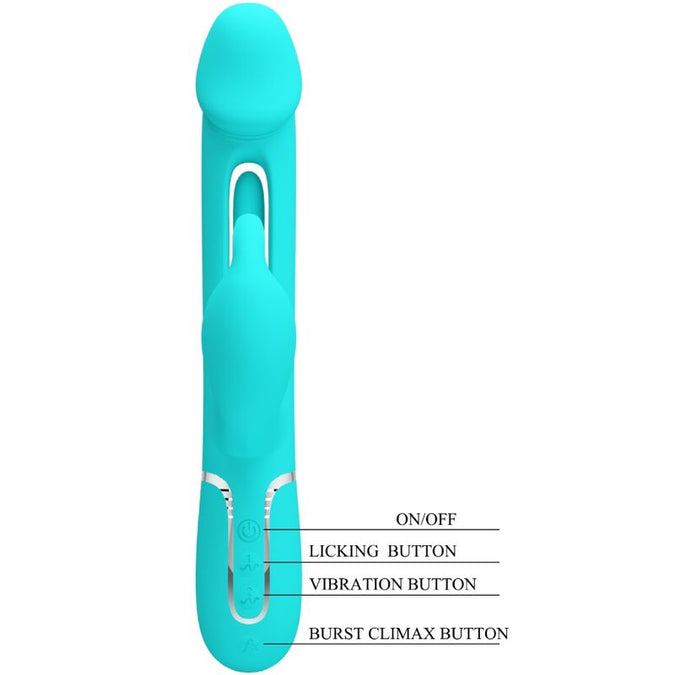 Pretty Love – Kampas Rabbit 3-in-1 Multifunktionsvibrator mit Zunge Aqua Grün