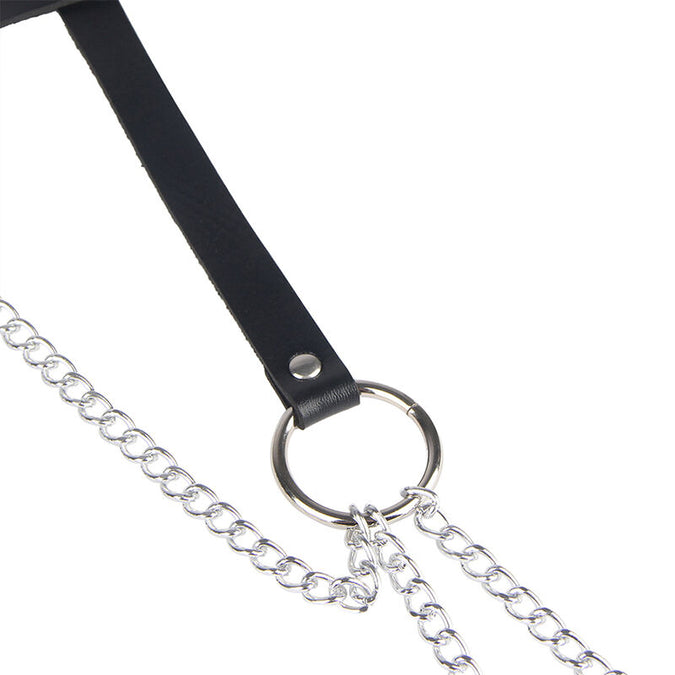 Subblime – Leder Ring Kettengürtel Schwarz Einheitsgröße