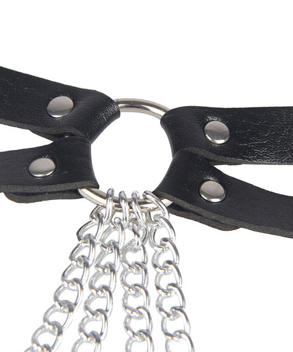 Subblime – Leder Ring Kettengürtel Schwarz Einheitsgröße Subblime – Leder Ring Kettengürtel Schwarz Einheitsgröße