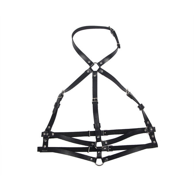 Subblime – Leder Ring Brust Harness Schwarz Einheitsgröße