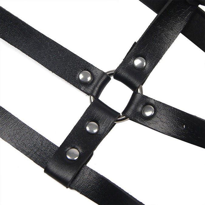 Subblime – Leder Ring Brust Harness Schwarz Einheitsgröße
