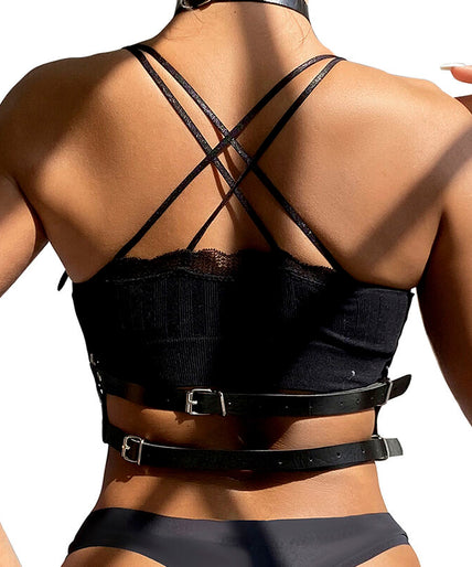 Subblime – Leder Ring Brust Harness Schwarz Einheitsgröße Subblime – Leder Ring Brust Harness Schwarz Einheitsgröße