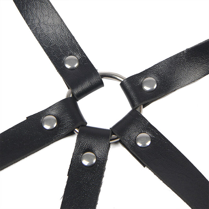 Subblime – Leder Ring Brust Harness Schwarz Einheitsgröße