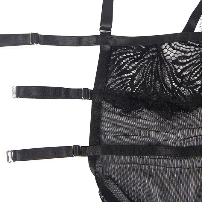 Subblime – Babydoll mit verstellbaren Spitzen-Trägern Schwarz L/xl