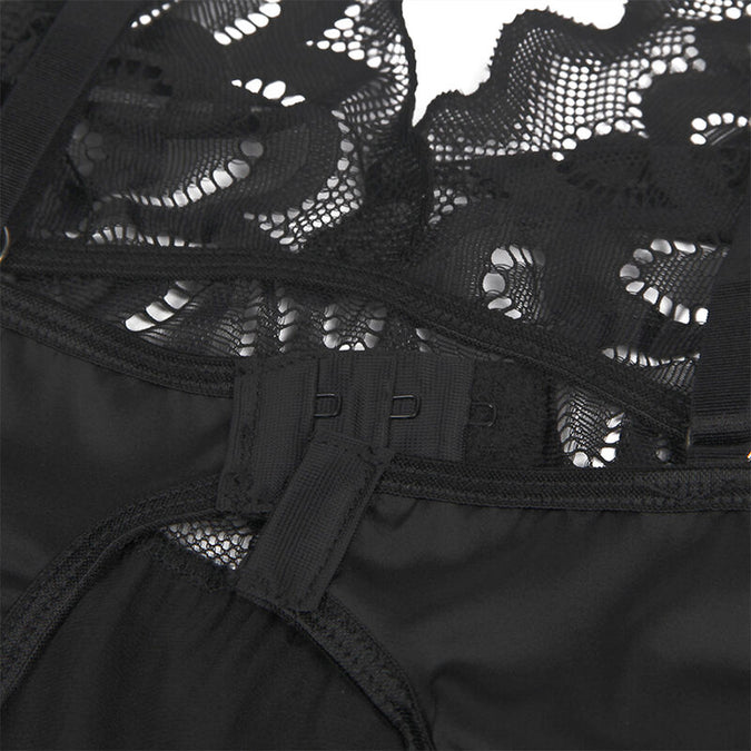 Subblime – Babydoll With Floral Print Chest Black S/m