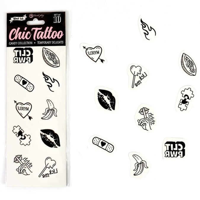 Secret Play – Set Of 10 Candy Collection Temporary Tattoos