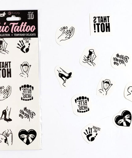 Secret Play – Set Of 10 Temporary Tattoos Kinky Collection Secret Play – Set Of 10 Temporary Tattoos Kinky Collection