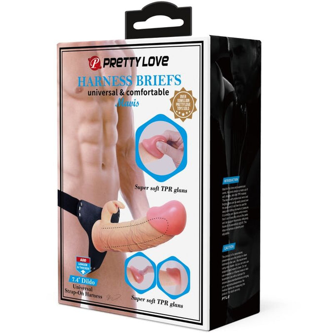 Pretty Love – Mavis Universal-Harness-Slip mit Dildo 19 cm, Naturfarben